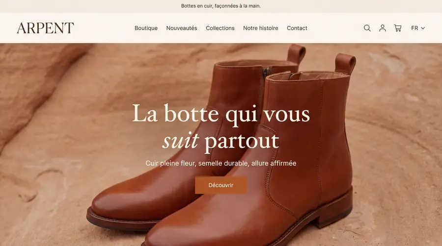 Modèle de boutique ARPENT, Mode