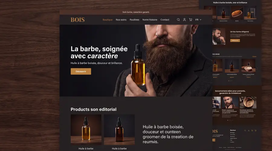 Modèle de boutique BOIS, Cosmétique