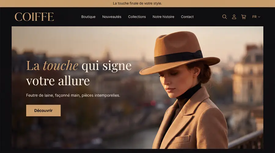 Modèle de boutique COIFFE, Mode