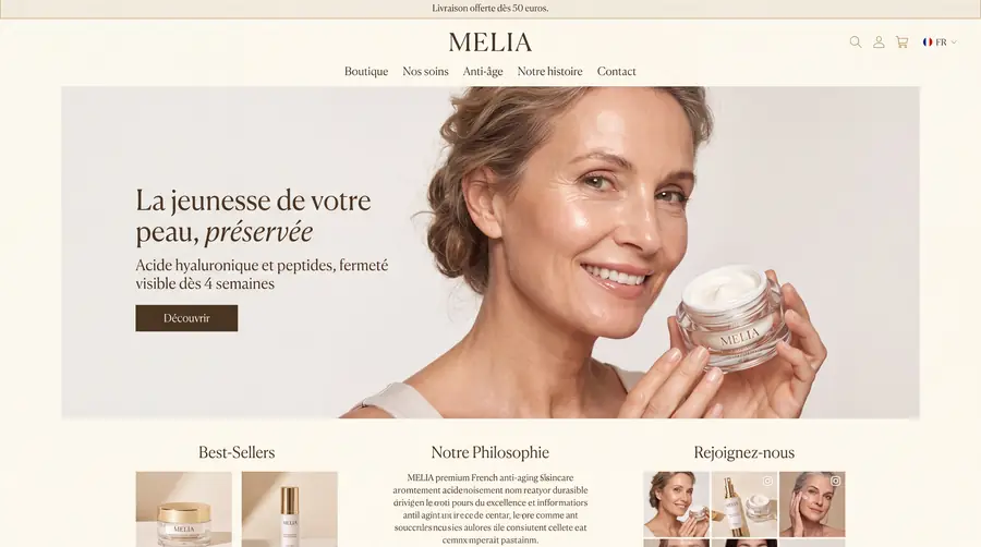Modèle de boutique MELIA, Cosmétique