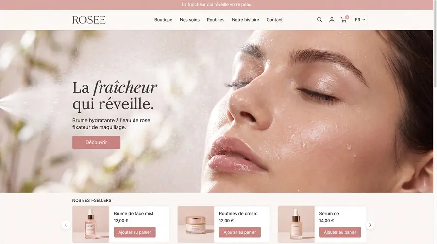 Modèle de boutique ROSEE, Cosmétique