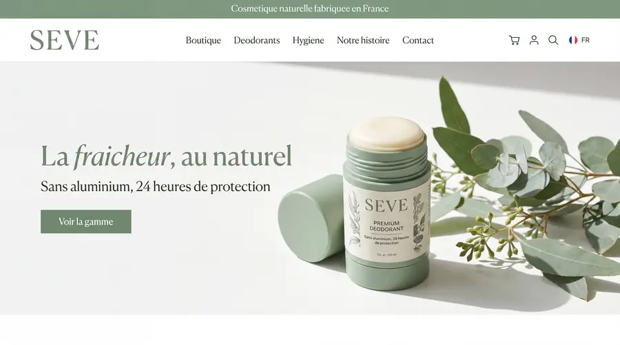 Modèle de boutique SEVE, Cosmétique